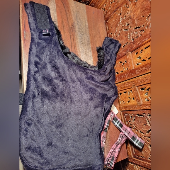 NWT Doggie Design Pink & Black Plaid Coat Faux Fur Trim Size XL with Leash - Picture 6 of 8